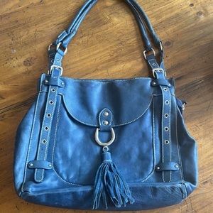Cavalcanti Made In Italy Blue Genuine Leather Bag Adjustable Straps
